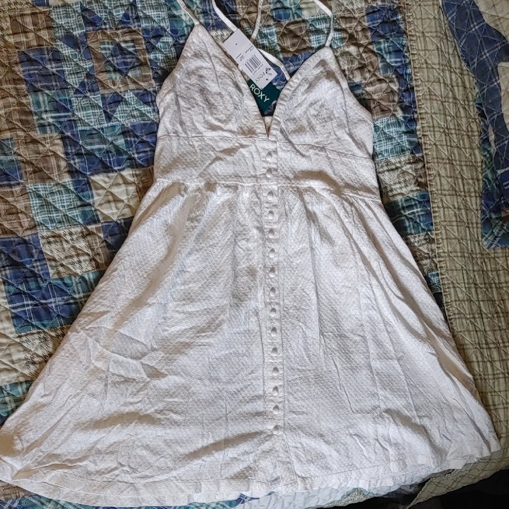 Roxy Cream Button-Front Slip Dress